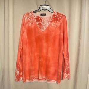 CIVIDINI Made In Italy Silk and Cashmere V-Neck Sweater, Size L, Color Orange